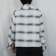 画像4: 50's Sportswear チェック柄 レーヨンオープンカラーシャツ SIZE15-M-15 1/2 (4)