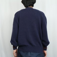 画像4: 90's GAP 切り替えデザイン コットンケーブルニットカーディガン L (4)