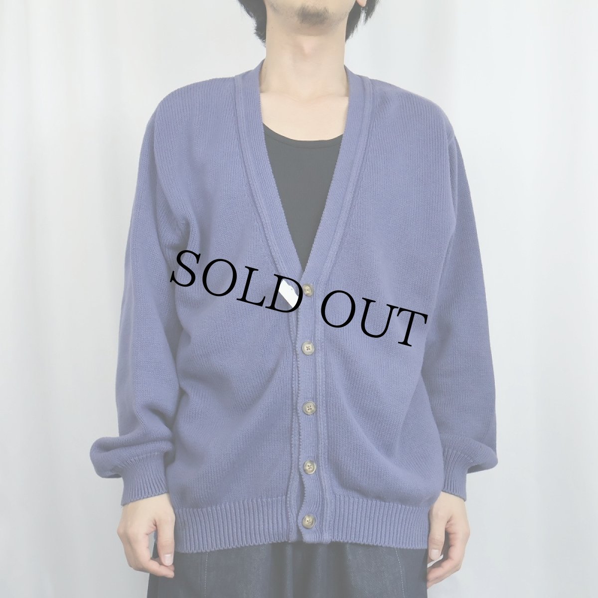 画像2: 90's LANDS' END USA製 コットンニットカーディガン M (2)