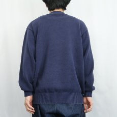 画像3: 90's LANDS' END コットンニットカーディガン NAVY XL (3)