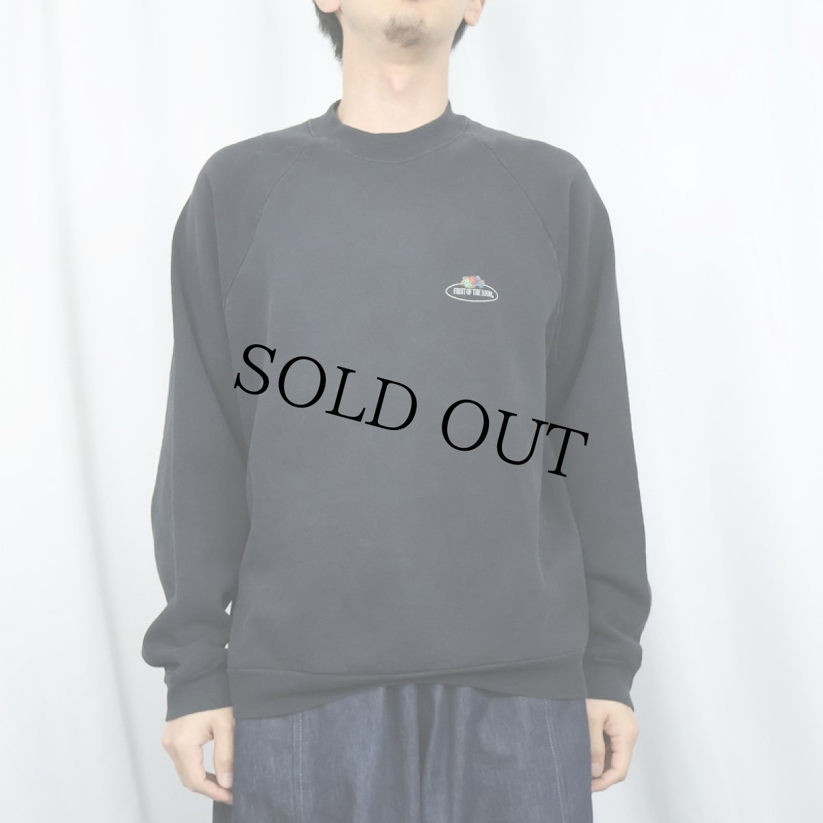 画像2: 90's EURO FRUIT OF THE LOOM ロゴプリントスウェット BLACK L (2)