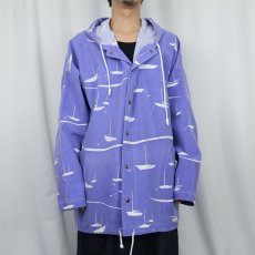 画像3: 90's MICHIGAN RAG CO. USA製 ヨット柄 コットンポリ プリントパーカー XL (3)