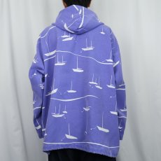 画像4: 90's MICHIGAN RAG CO. USA製 ヨット柄 コットンポリ プリントパーカー XL (4)