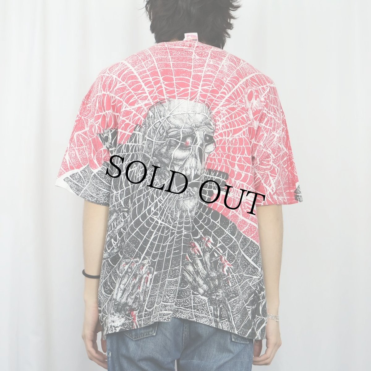 画像4: 90's〜 Morbid Rags "Skull × Spider Web" 大判プリントTシャツ XL (4)