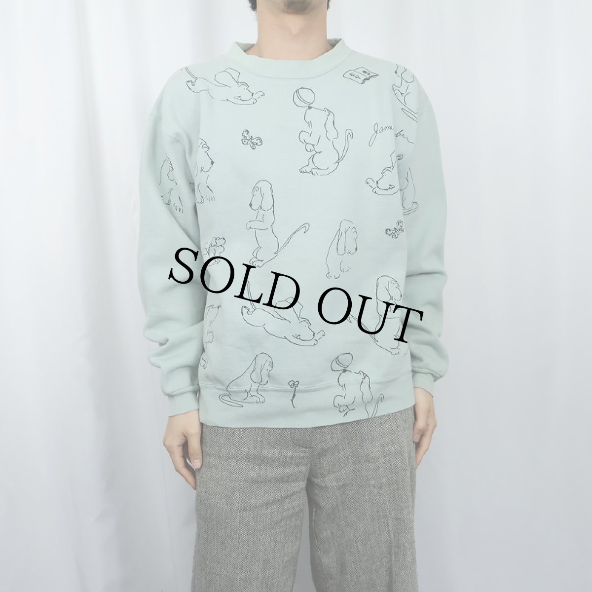 画像3: 90's James Thurber USA製 "Thurber's Dogs" アートプリントスウェット L (3)