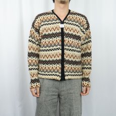 画像3: 60's PENNEY'S TOWNCRAFT フェアアイル柄 ウールニットカーディガン L (3)