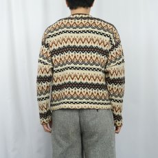 画像4: 60's PENNEY'S TOWNCRAFT フェアアイル柄 ウールニットカーディガン L (4)