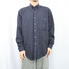 画像2: FILSON チェック柄 ウールボタンダウンシャツ NAVY M (2)