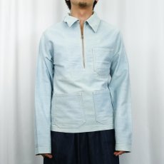 画像2: 40's U.S.NAVY by LOUIS MILLER NAVAL TAILOR コの字エンド ハーフジップ コットンツイルプルオーバージャケット (2)