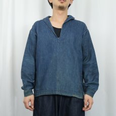 画像2: 40's U.S.NAVY ショールカラー デニムプルオーバージャケット (2)