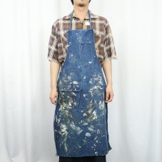 画像2: VINTAGE 耳付き ペンキペイント デニムエプロン (2)
