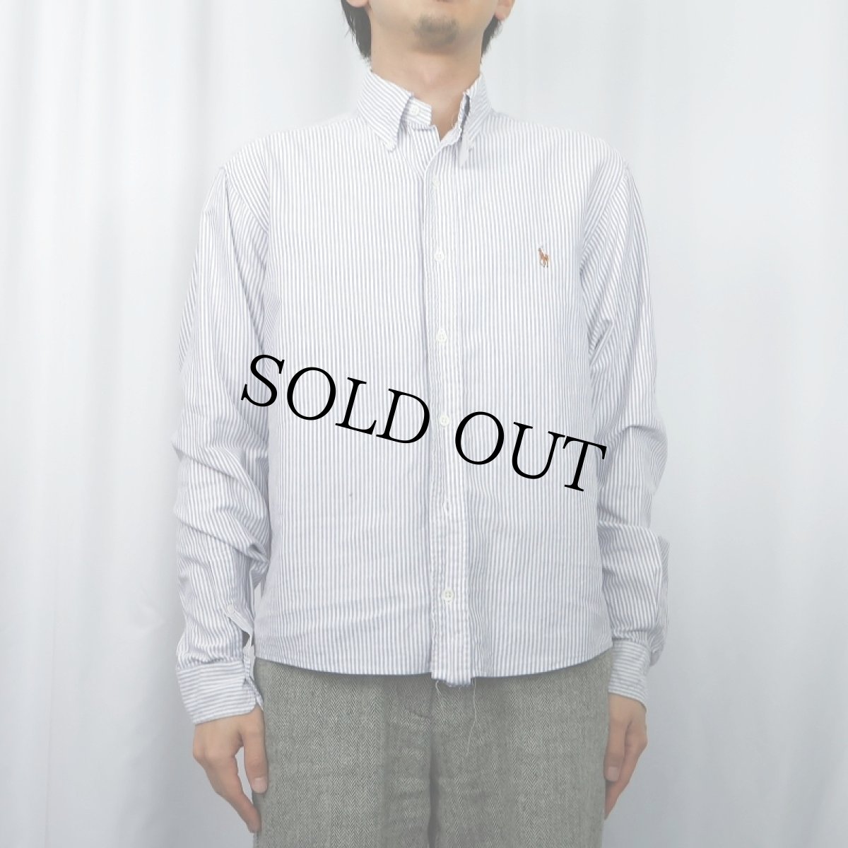 画像2: 90's〜 Ralph Lauren ストライプ柄 コットンボタンダウンシャツ SIZE16-35 (2)