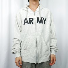 画像2: 90's U.S.ARMY PFU ロゴプリント スウェットジップパーカー X-LARGE (2)