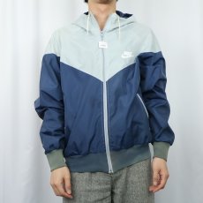 画像2: 80's NIKE 紺タグ 切り替えデザイン ナイロンジップパーカー L (2)
