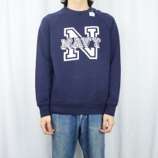 画像2: 90's "NAVY" プリントラグランスウェット NAVY (2)