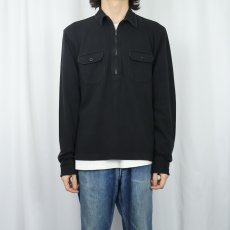 画像2: POLO Ralph Lauren コットン ハーフジップシャツ BLACK M (2)