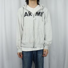 画像2: 90's U.S.ARMY PFU ロゴプリント スウェットジップパーカー LARGE (2)