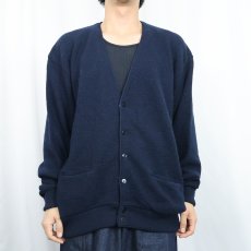 画像2: 80's PENDLETON USA製 ウールニットカーディガン NAVY XL (2)