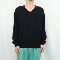 画像2: Vネック カシミアニットセーター NAVY (2)