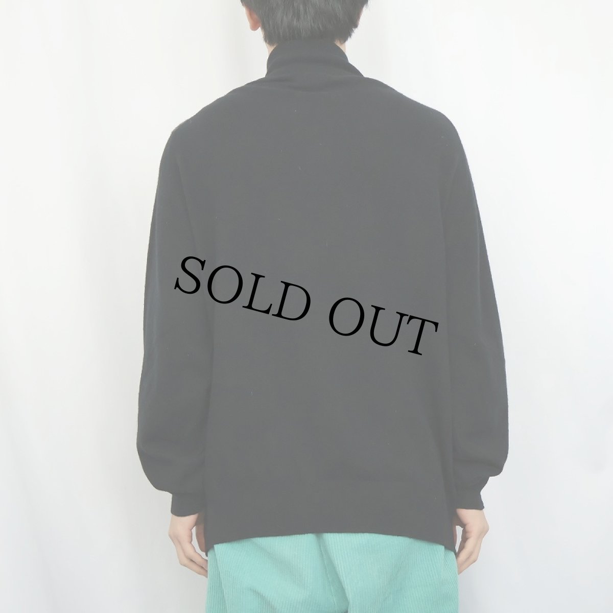 画像4: Mac Alan 千鳥格子柄 ハーフジップ カシミアニットセーター BLACK XXL (4)