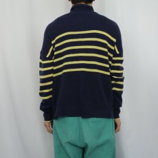 画像3: vineyard vines ボーダー柄 ハイネック カシミアニットセーター NAVY M (3)