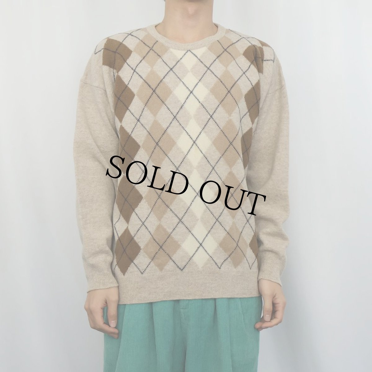 画像2: 80〜90's Burberrys アーガイル柄 ウールニットセーター SIZE44 (2)