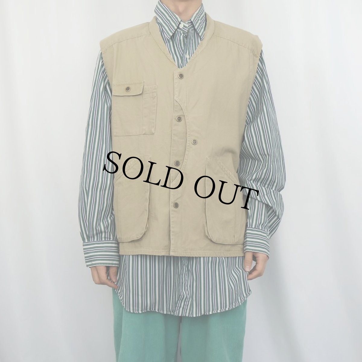 画像2: 90's REI ハーフムーン コットンハンティングベスト XL (2)