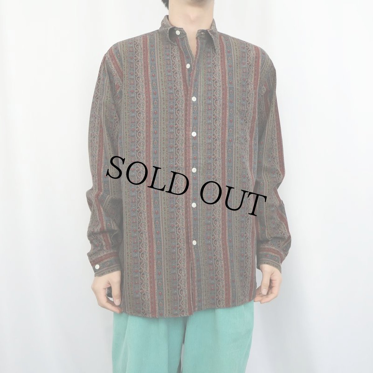 画像2: POLO Ralph Lauren "LOWELL SPORT" 総柄 シルク×コットン シャツ M (2)