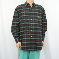 画像2: 90's〜 POLO Ralph Lauren "LANGSTON" ロゴ刺繍 チェック柄 コットンシャツ M (2)