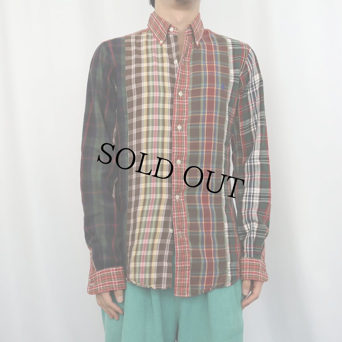 画像3: POLO Ralph Lauren "CUSTOM FIT" チェック柄 クレイジーパターン コットンボタンダウンシャツ S (3)