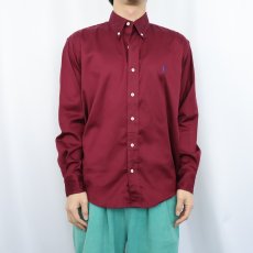 画像2: Ralph Lauren "BLAKE" コットンサテン ボタンダウンシャツ S (2)