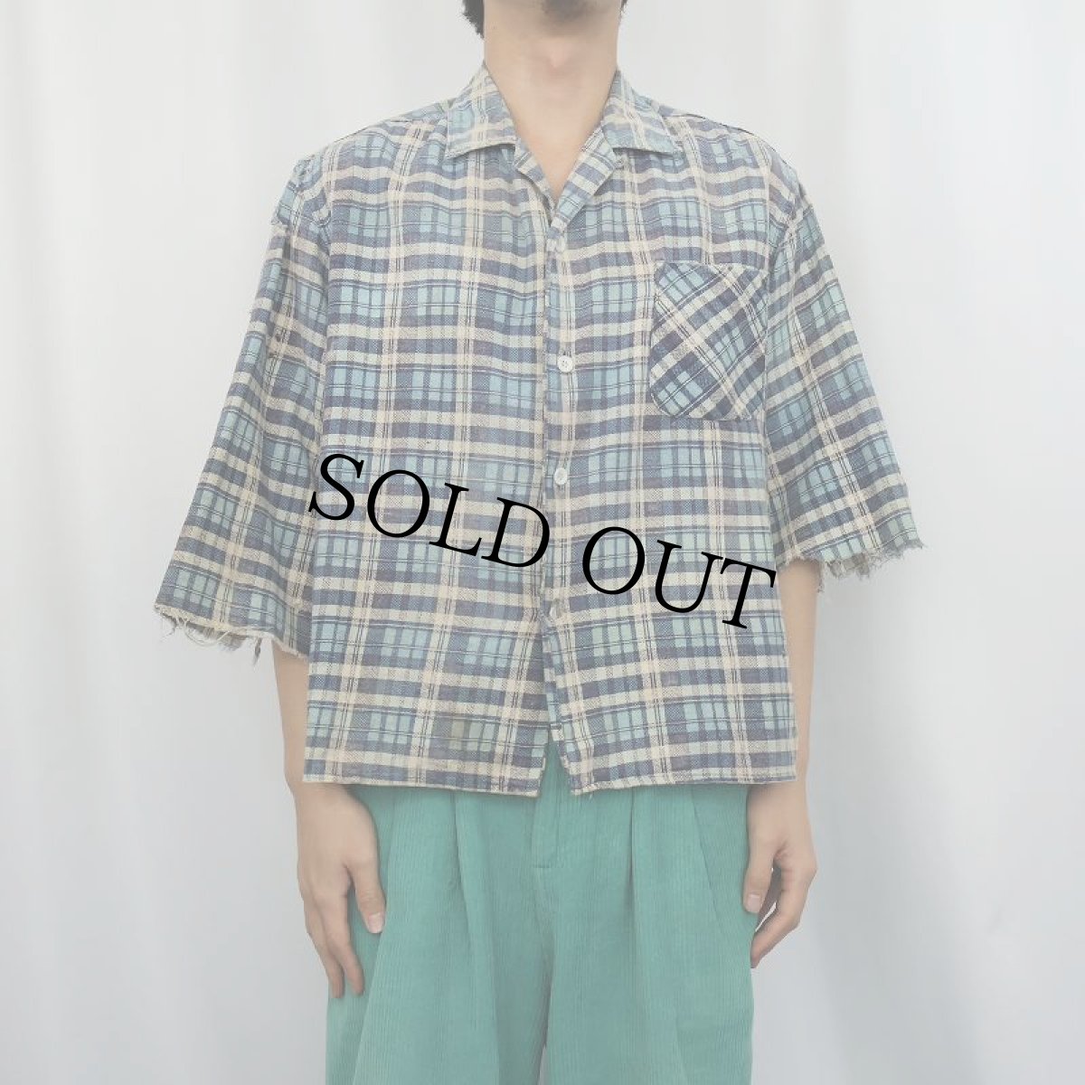 画像3: 60's Sports Wear チェック柄 オープンカラー プリントネルシャツ (3)