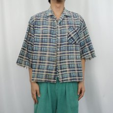 画像3: 60's Sports Wear チェック柄 オープンカラー プリントネルシャツ (3)