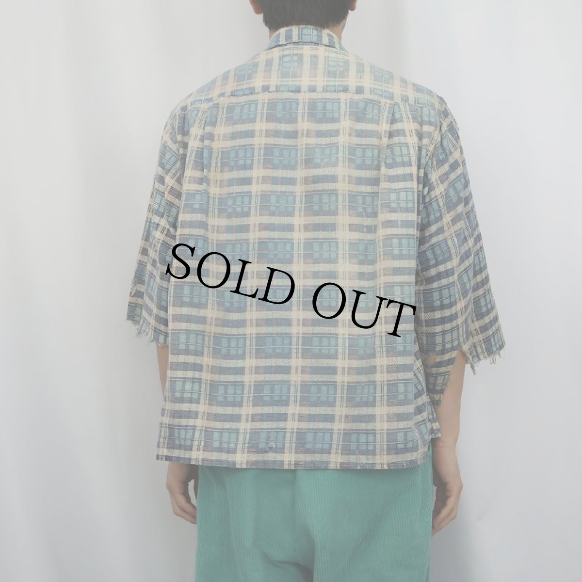画像4: 60's Sports Wear チェック柄 オープンカラー プリントネルシャツ (4)