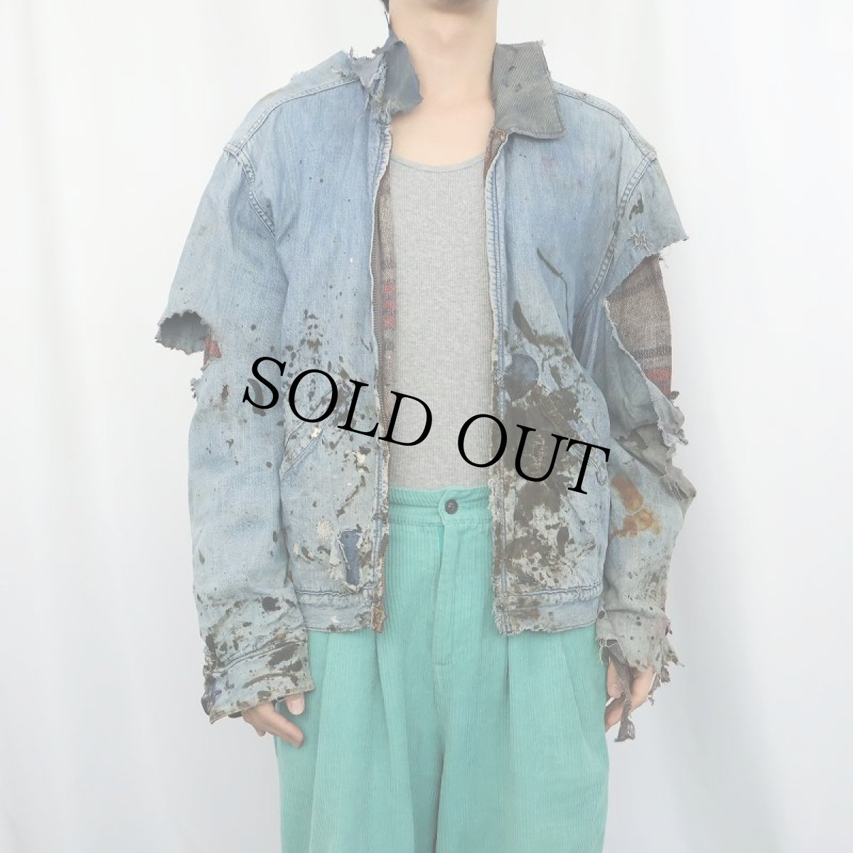 画像3: 60〜70's Sears ブランケットライナー ジップアップ デニムワークジャケット (3)