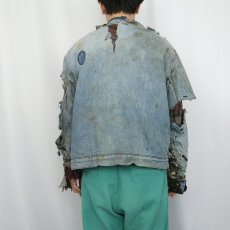 画像4: 60〜70's Sears ブランケットライナー ジップアップ デニムワークジャケット (4)