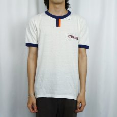 画像2: 70〜80's Sportswear "SYRACUSE" チョコチン リンガーTシャツ L (2)