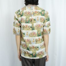 画像3: 90's Guy Buffet Collection by Reyn Spooner アート柄 コットンアロハシャツ (3)