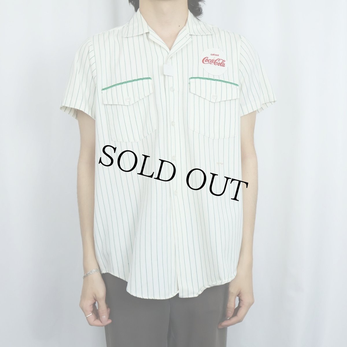 画像2: 60's MASTERPREST "Coca-Cola" ワッペン付き コットンワークシャツ M (2)