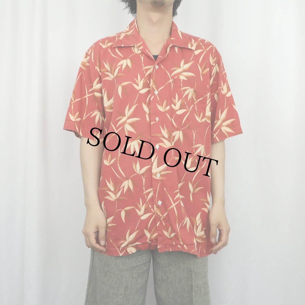 画像2: 90's〜 POLO Ralph Lauren バンブー柄 コットンアロハシャツ M (2)