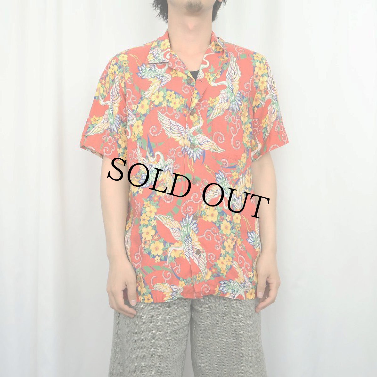 画像2: 90's〜 POLO Ralph Lauren "ANDY CAMP" 和柄 レーヨンアロハシャツ M (2)