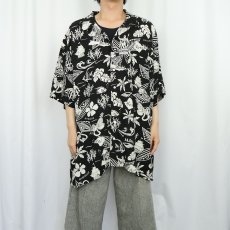 画像2: POLO Ralph Lauren "CLASSIC FIT" 総柄 レーヨンアロハシャツ BLACK 3XB (2)