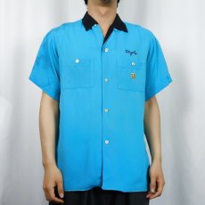 画像3: 60's NAT NAST "LEGIONNAIRE CLUB YORK" チェーン刺繍×ワッペン付き レーヨンボウリングシャツ (3)
