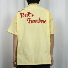画像4: 60's Holiday "Neil's Furniture" チェーン刺繍 ボウリングシャツ L (4)