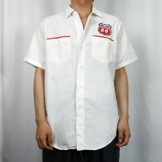 画像3: 50〜60's Lee "PHILLIPS 66" チェーン刺繍×ワッペン×マチ付き コットンシャツ SIZE15-15 1/2 (3)