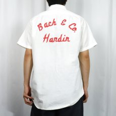 画像4: 50〜60's Lee "PHILLIPS 66" チェーン刺繍×ワッペン×マチ付き コットンシャツ SIZE15-15 1/2 (4)