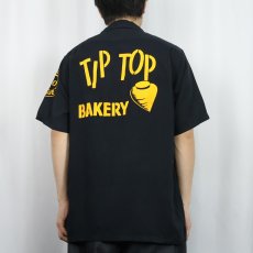 画像4: 60's Hale-Niu "TIP TOP BAKERY" フロッキープリント レーヨンボウリングシャツ BLACK M (4)