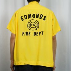 画像4: 50〜60's King Louis USA製 "EDMONDS FIRE DEPT" レーヨンボウリングシャツ L (4)