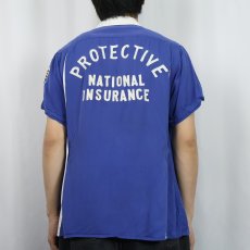 画像4: 60's NAT NAST "PROTECTIVE" チェーン刺繍×ワッペン付き レーヨンボウリングカラーシャツ (4)