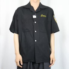 画像3: 50's Holiday "Pullman Lodge 94" チェーン刺繍×ワッペン付き レーヨンボウリングシャツ BLACK L (3)